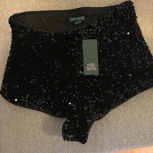 Sequin black micro shorts